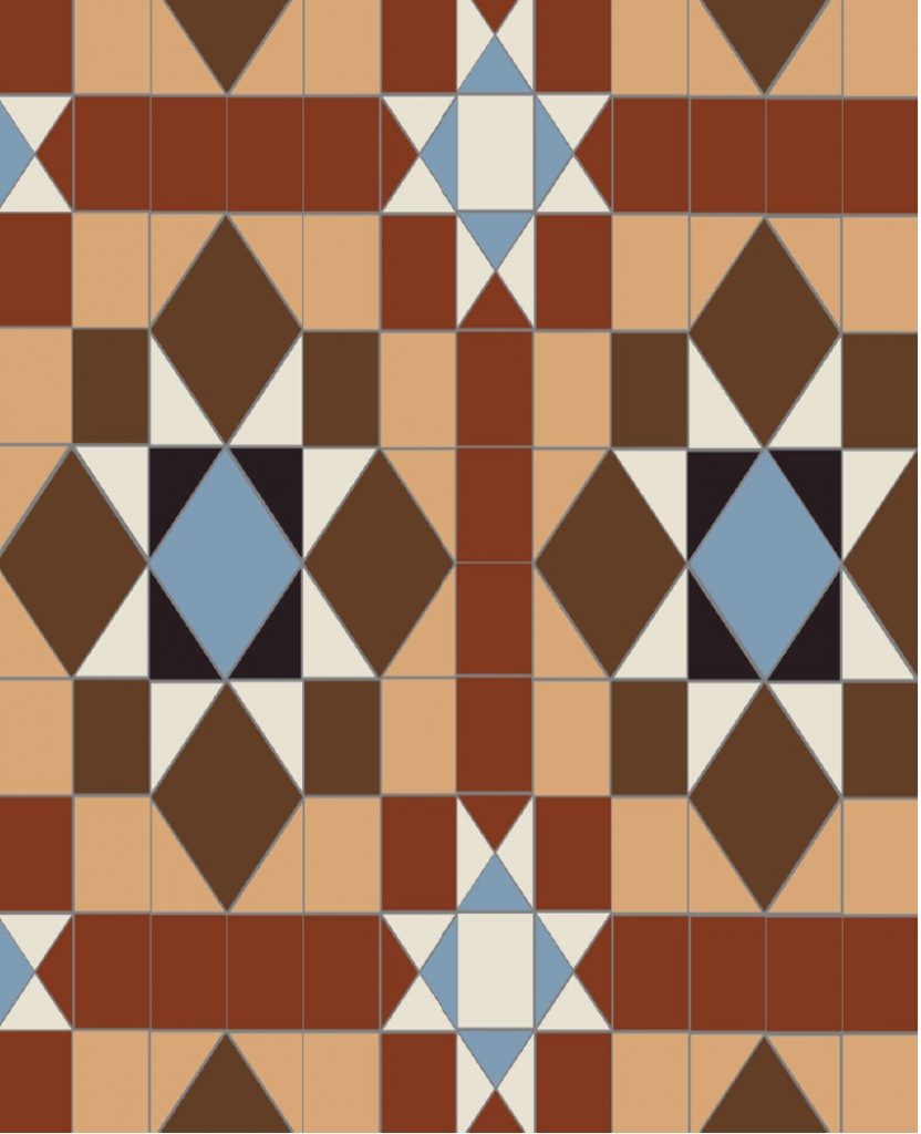 Original Style Victorian Floor Tiles Chatsworth Pattern 6 colour