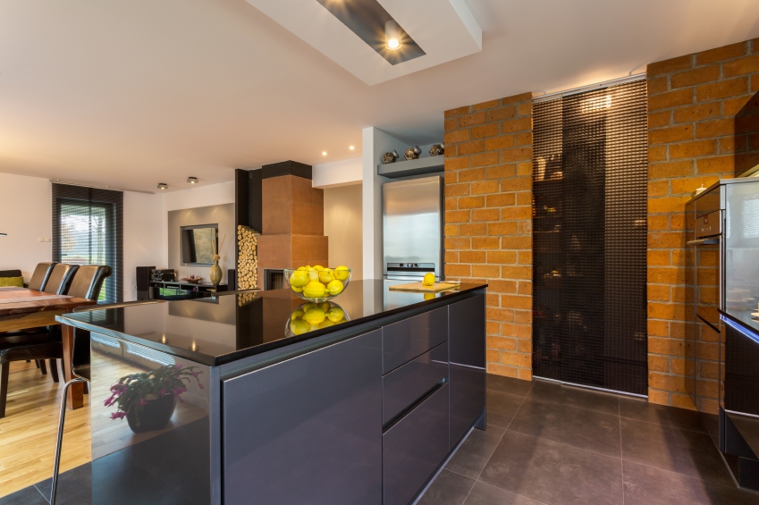 Kitchen with Orange Brickwork