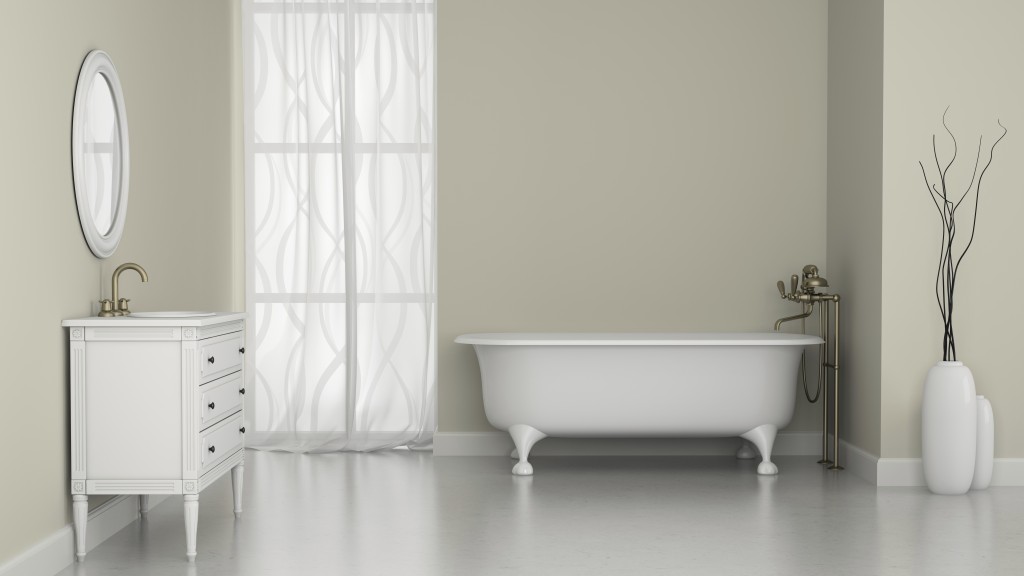 Interior of classic bathroom with white walls 3D rendering