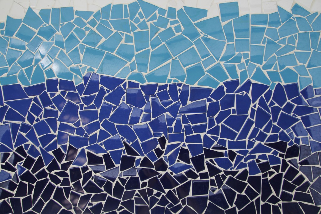 Blue trencadis mosaic