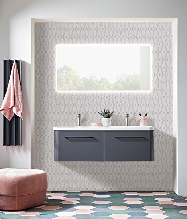 bathroom tiles, grey interior
